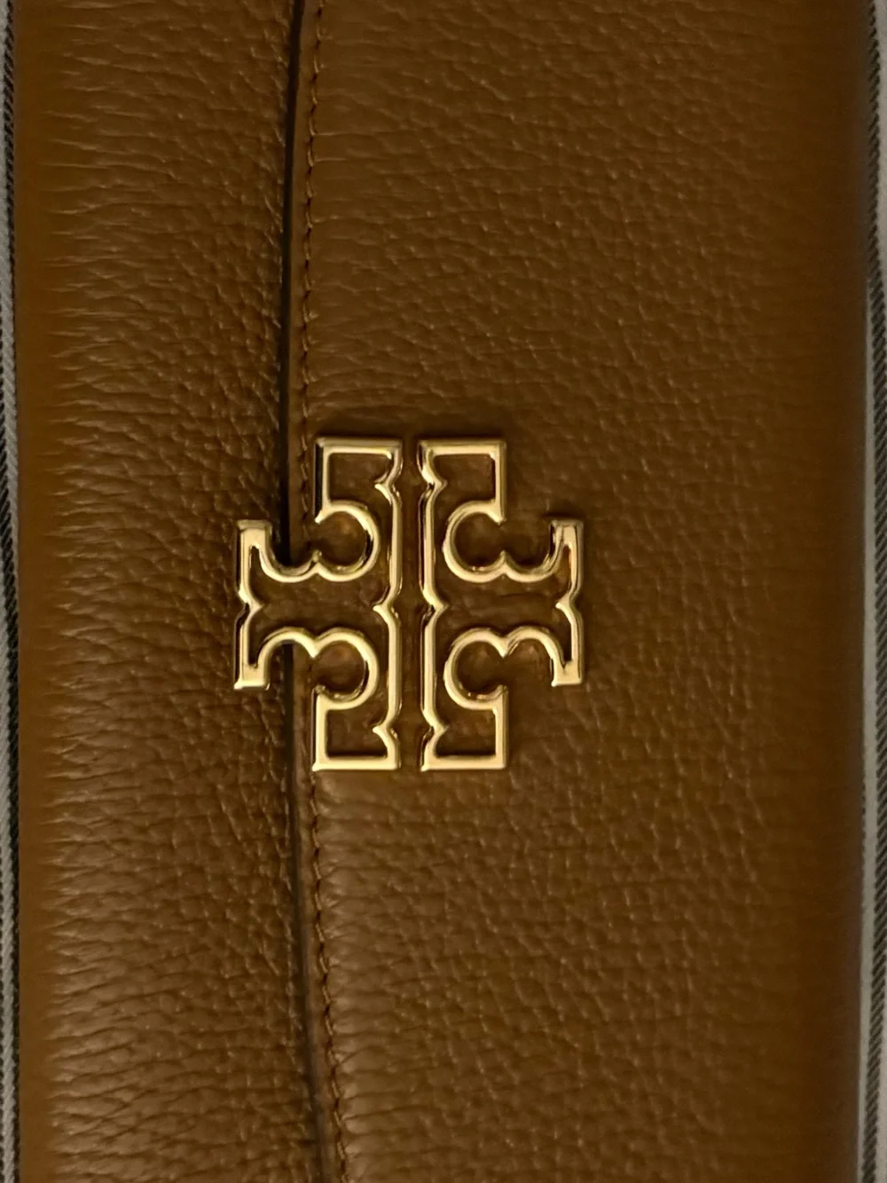 Tory Burch Chestnut Brown Leather Crossbody with Gold Logo
